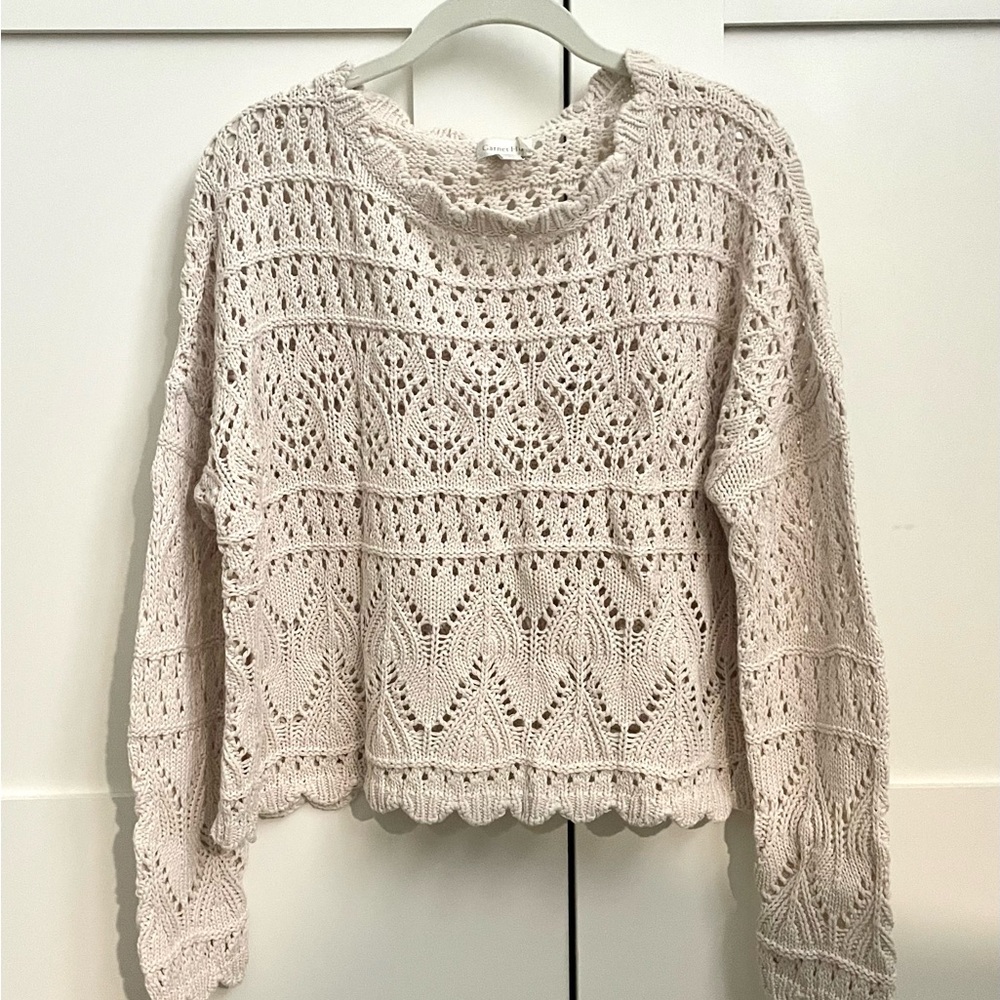 Lovely open-weave cropped crochet sweater.  Perfect as a layering piece.